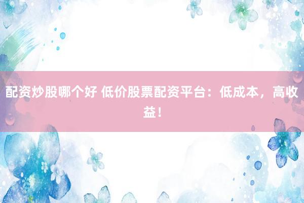 配资炒股哪个好 低价股票配资平台：低成本，高收益！