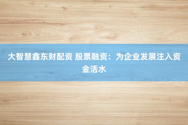 大智慧鑫东财配资 股票融资：为企业发展注入资金活水